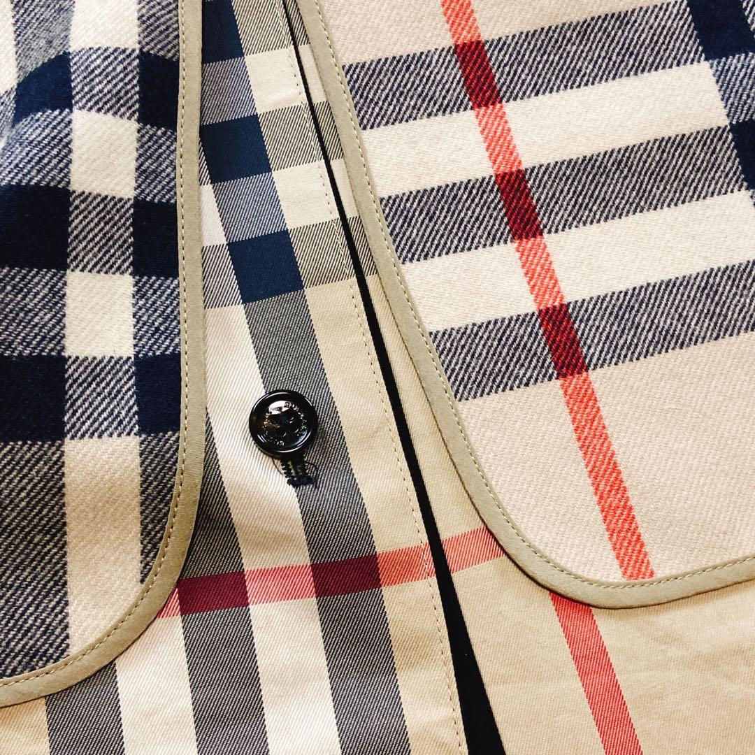 美品 襟裏チェック メガチェック 大きいサイズLL バーバリーロンドン ライナー