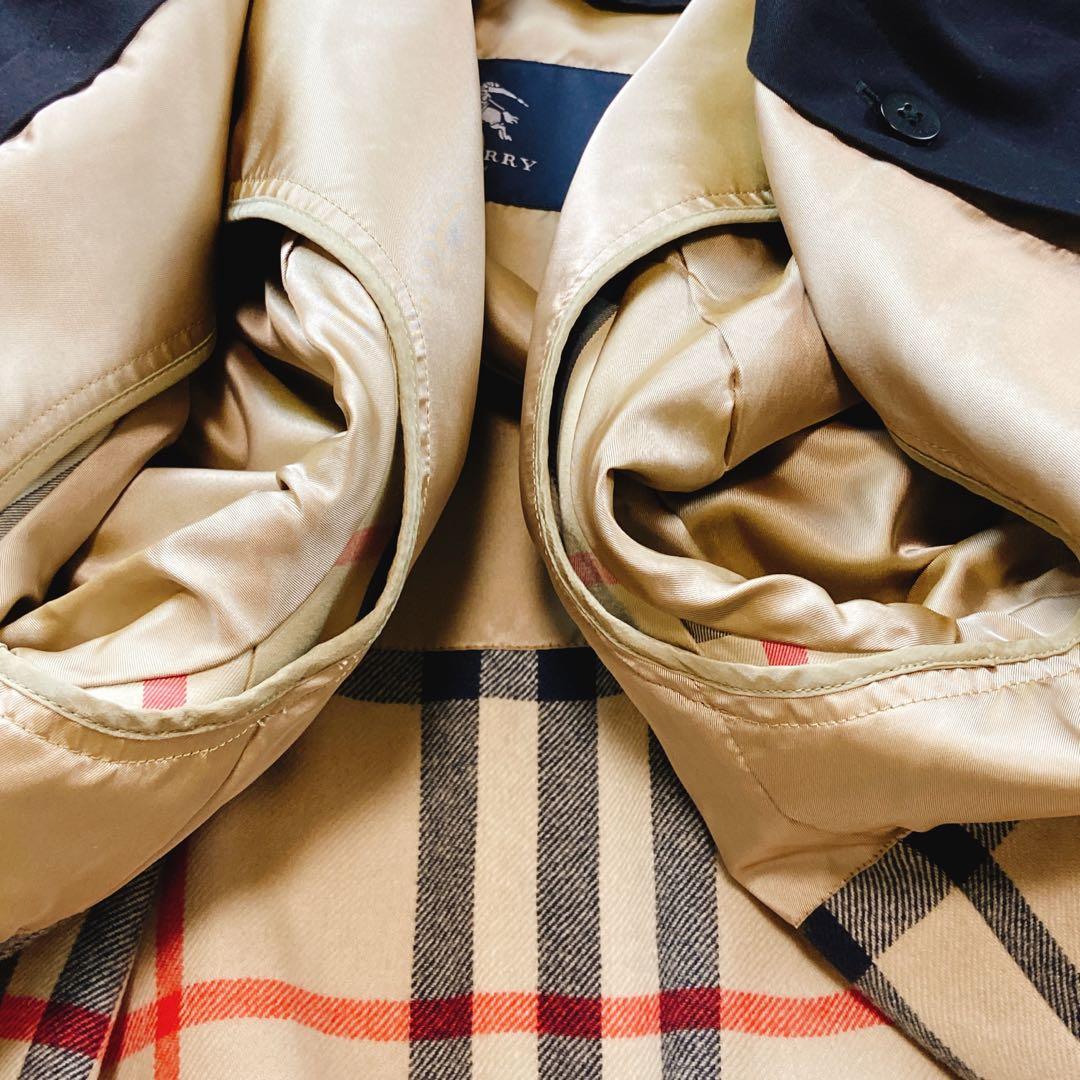 美品 襟裏チェック メガチェック 大きいサイズLL バーバリーロンドン ライナー
