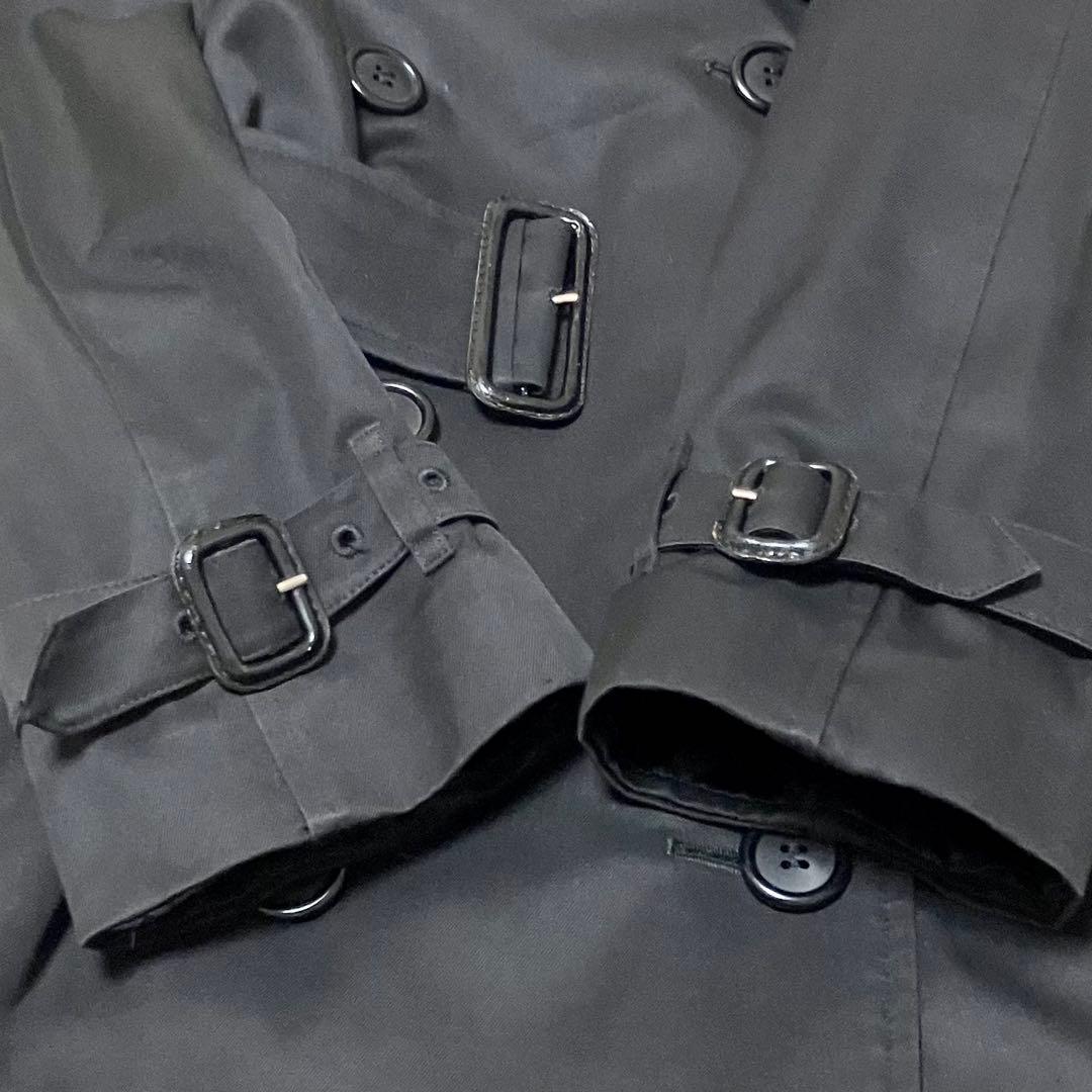 バーバリー 英国製 トレンチコート ロング 裏ノバチェック総柄 ベルト　黒　S