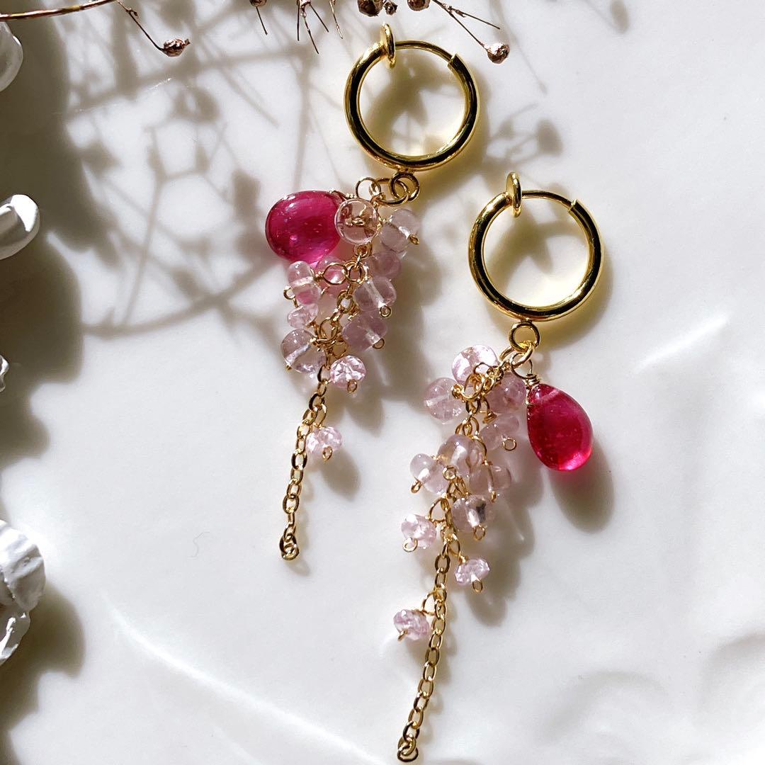 クーロ◆一点物✧バイカラーフローライト/MOP ダブレットストーンピアス