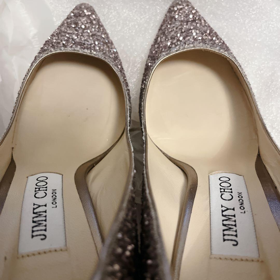 未使用級 jimmy choo グリッター ピンヒール 結婚式 箱つき パンプス