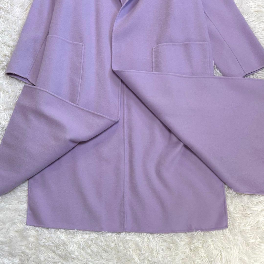 23区 リバーコート ノーカラー カシミヤ ロング丈 ラベンダー M