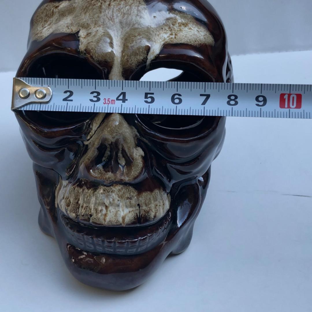 ヴィンテージ　スカル型陶器製　灰皿　タバコ　置物