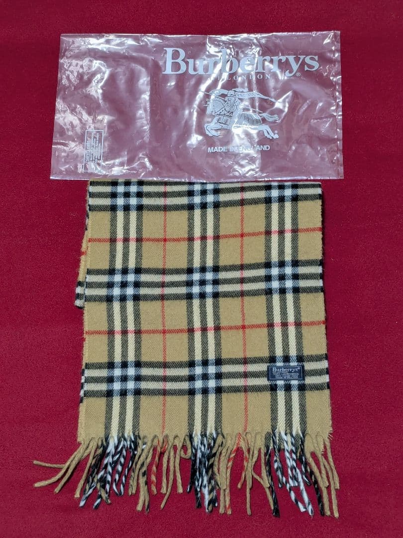 バーバリー/グレー・ショール、ストール、マフラー×ノバチェックマフラー・ロゴ袋付