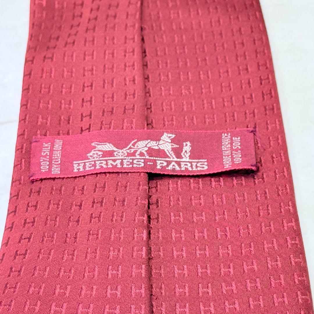 ☆即発 エルメス ファソネH façonné H シルクネクタイ ボルド 極美品