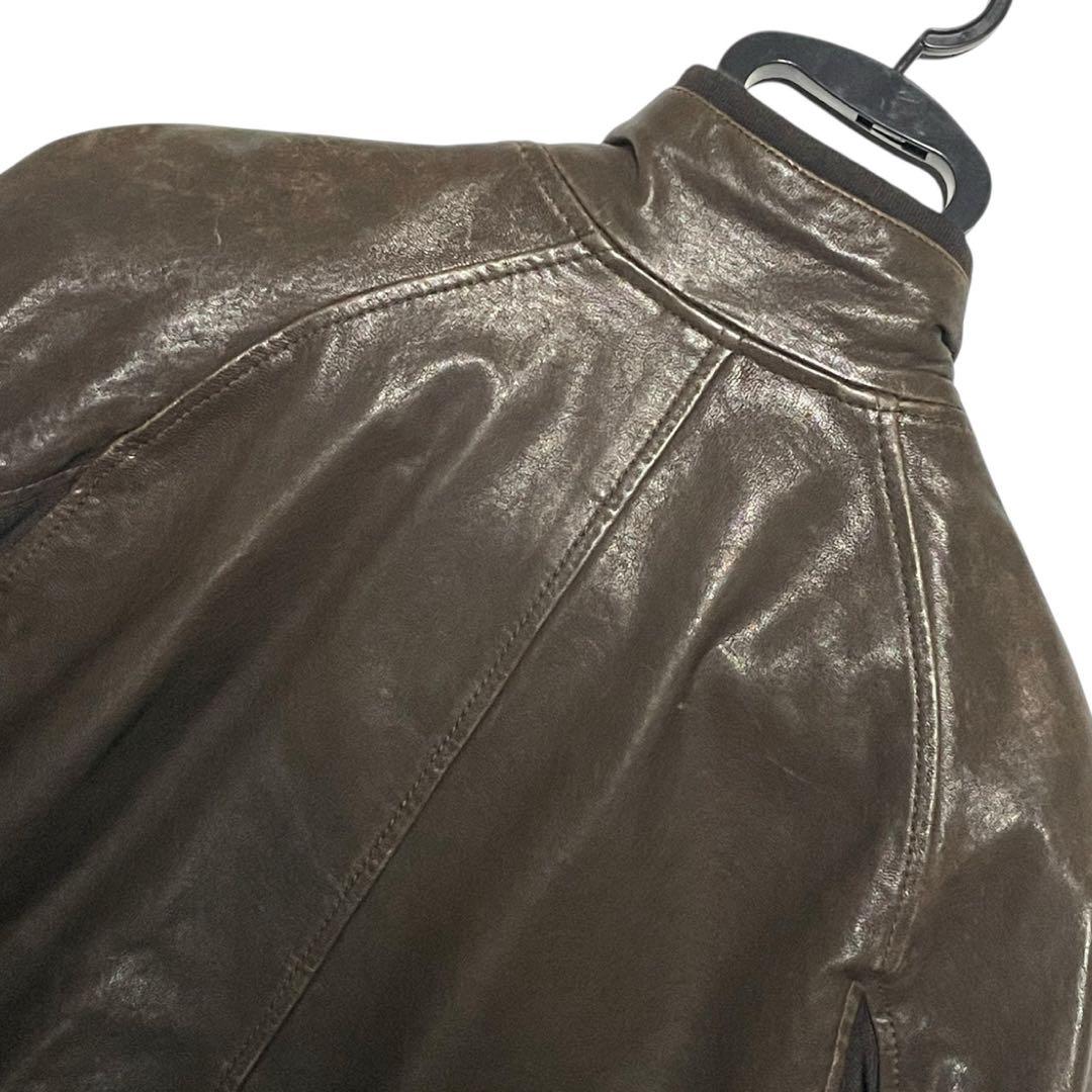 アルマーニジーンズ ARMANI JEANSラムレザージャケット ダブルジップ