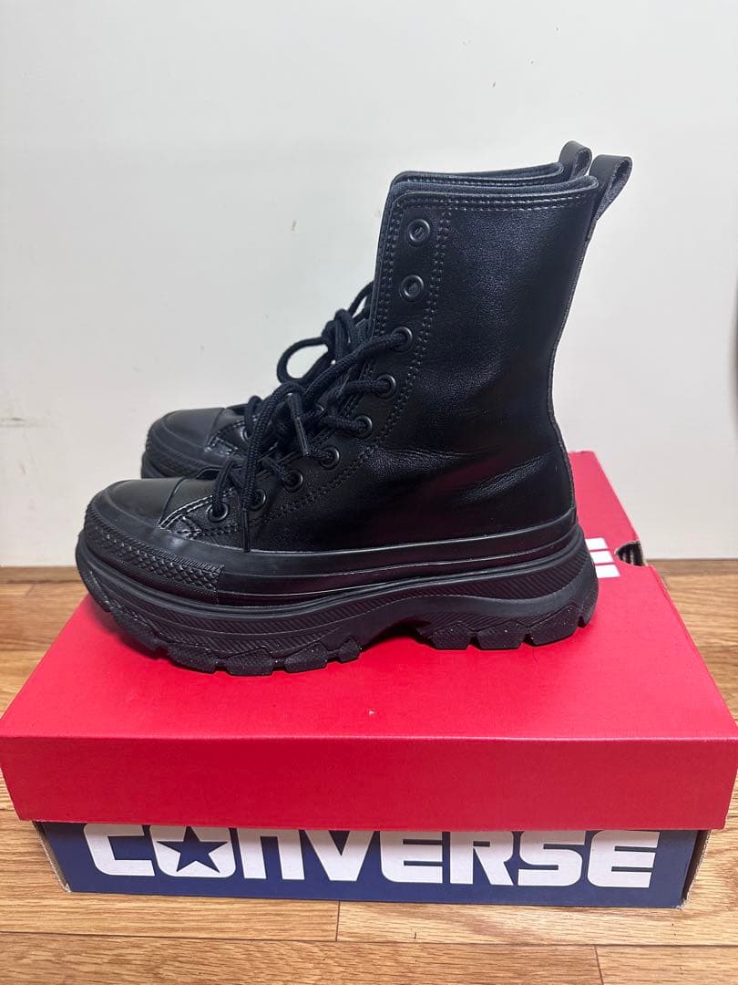 【美品】コンバース ハイカットスニーカー 黒　厚底/(24.5cm)