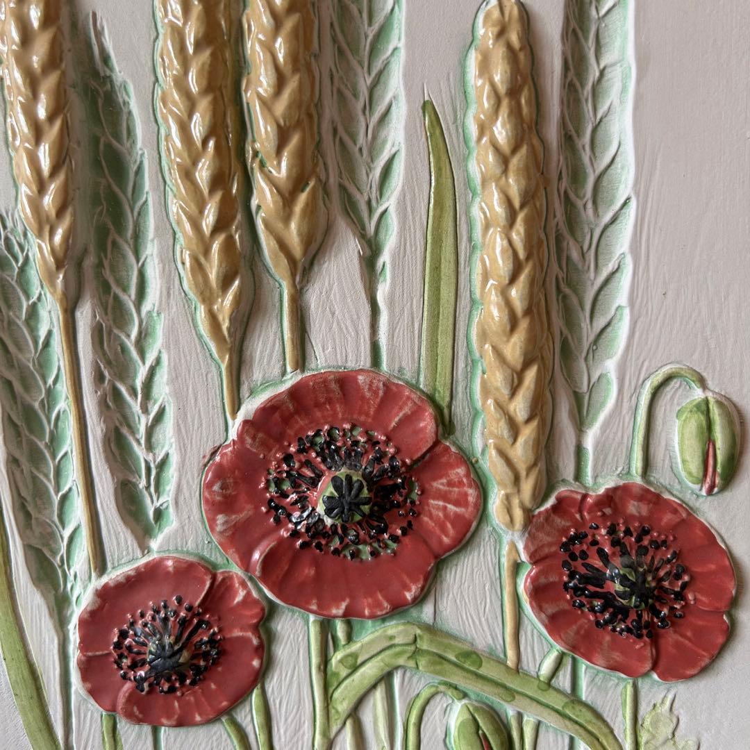 ジィー　アイモ・ニェットボリ 白い陶板 小麦 と花 23cm 1970年代