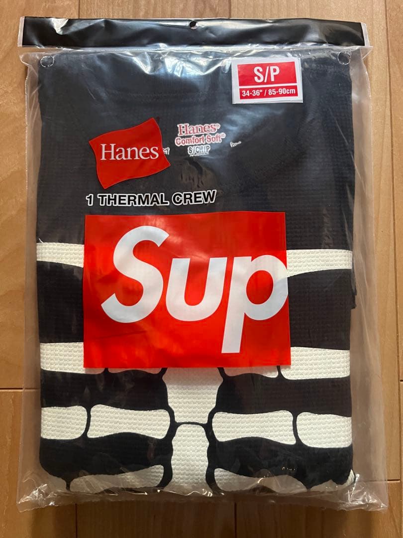 Supreme Hanes Bones Thermal Crew 黒 Sサイズ