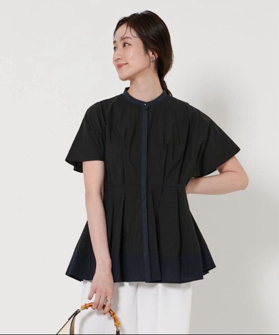 UNITED ARROWS エンブロイダリー ドルマンスリーブ ブラウス　黒