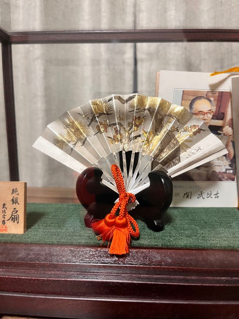 武比古作　純銀製　扇子