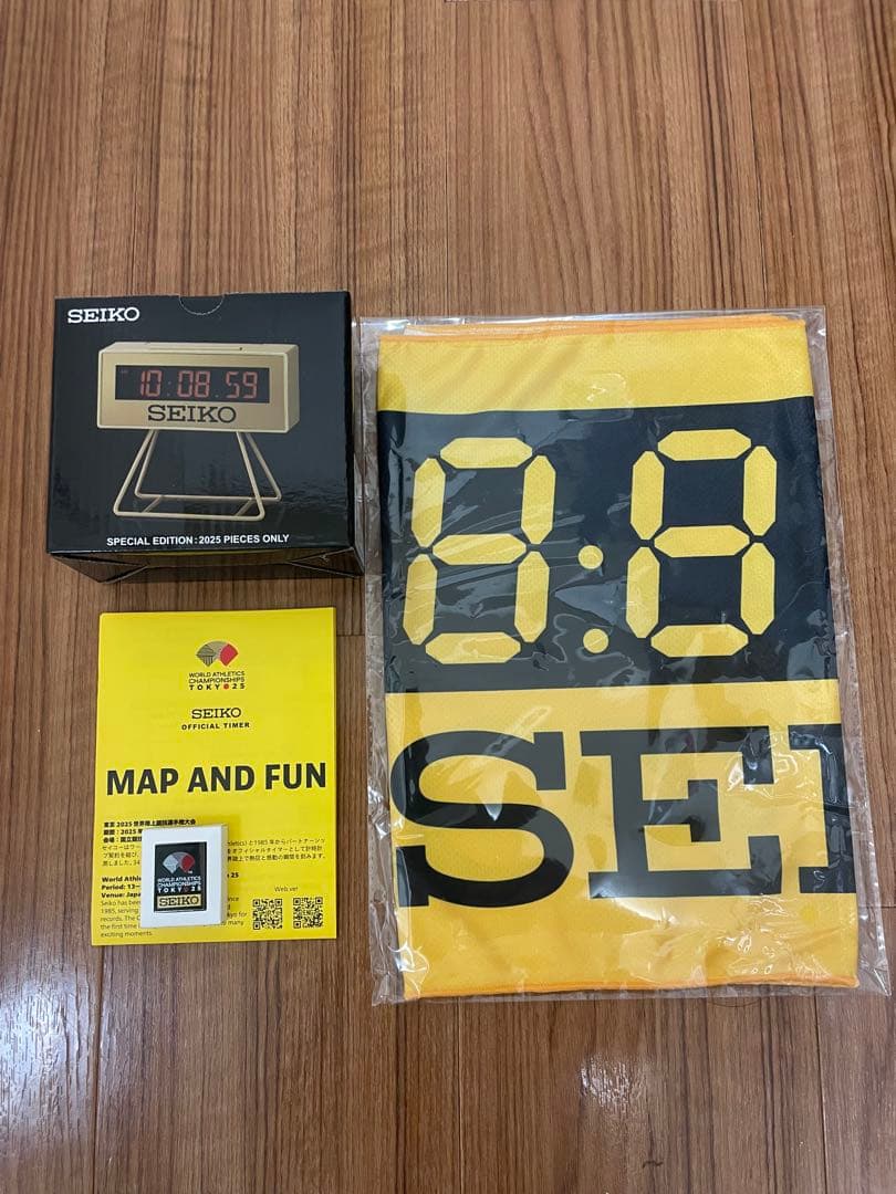 世界陸上SEIKO東京2025 ミニスポーツタイマークロック&ピンバッチ&タオル
