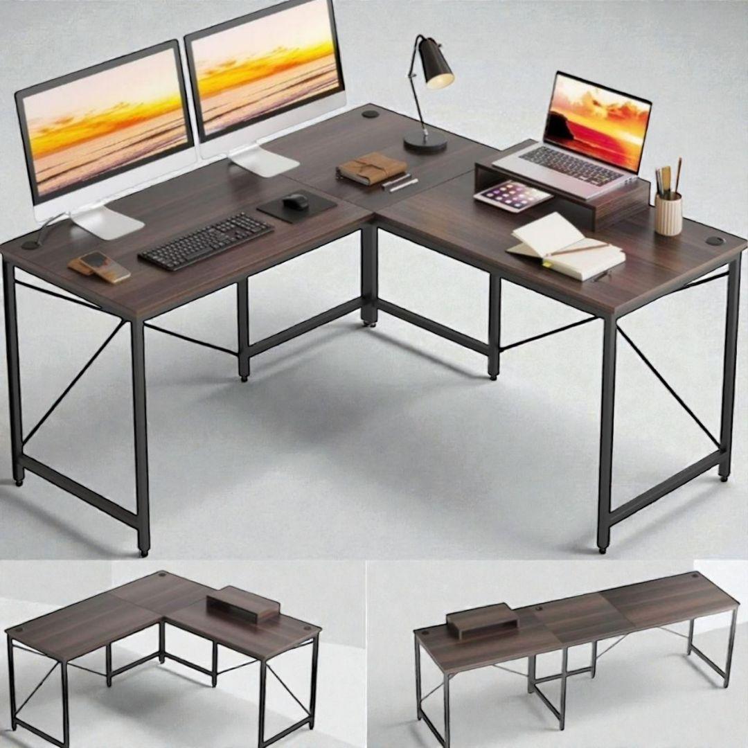 【新品未使用】Bestier L字デスク ブラウン 150×150×82cm