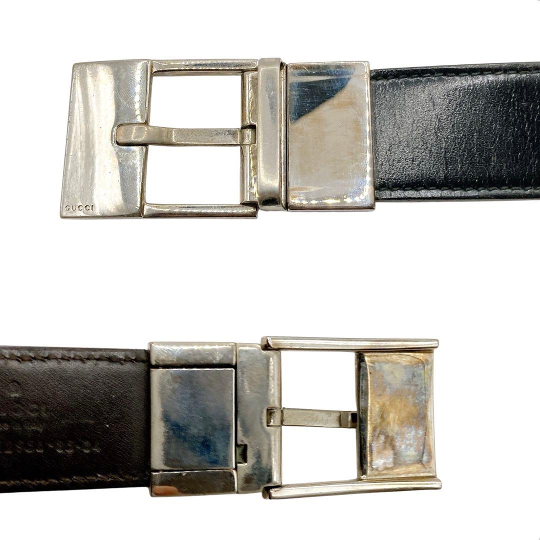 GUCCI✨グッチ　ベルト　レザー　ブラック　ロゴ刻印有り　約97cm ロング