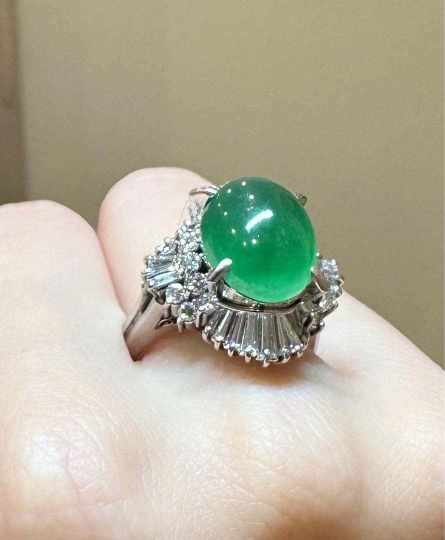 ひすい　ダイヤ　指輪　プラチナ　Pt