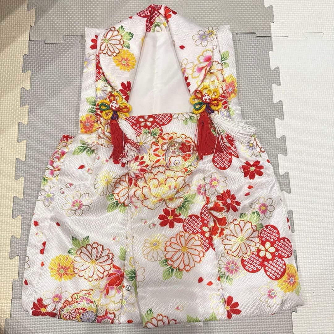 七五三　3歳　被布　フルセット　花柄　【おまけ　足袋、草履バンド付き】