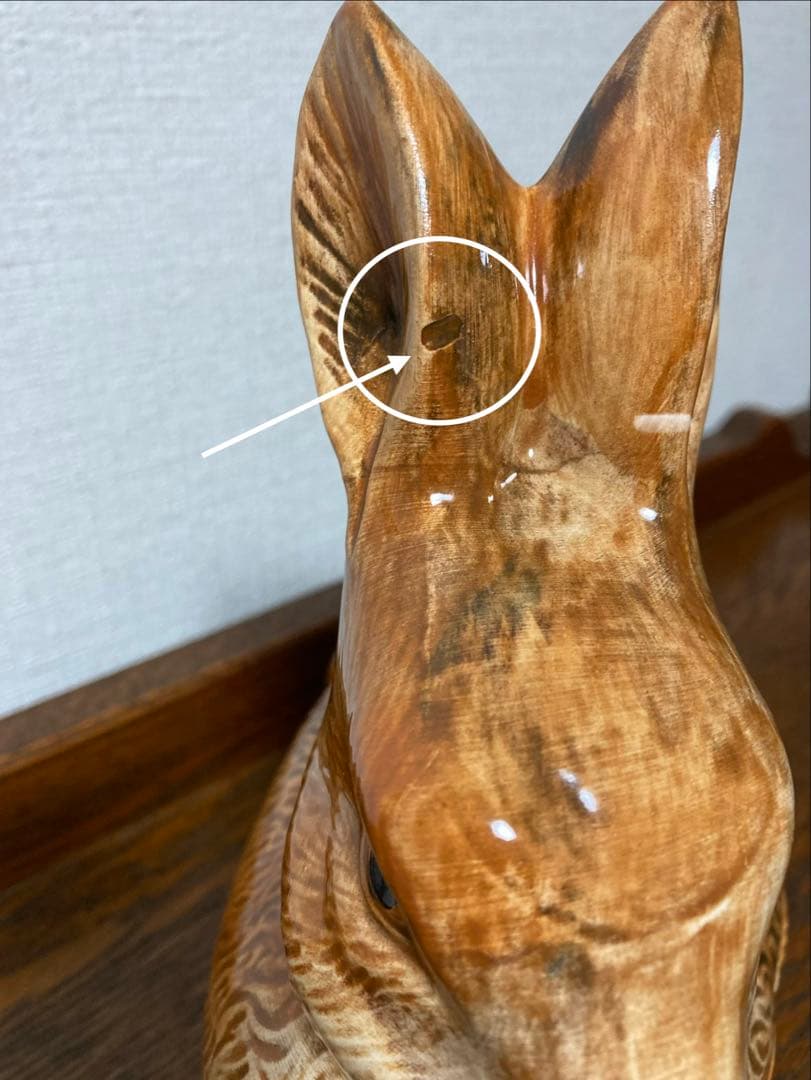 【WN７】フランス陶器☆うさぎ型テリーヌポット コーガン作 マジョリカ焼き