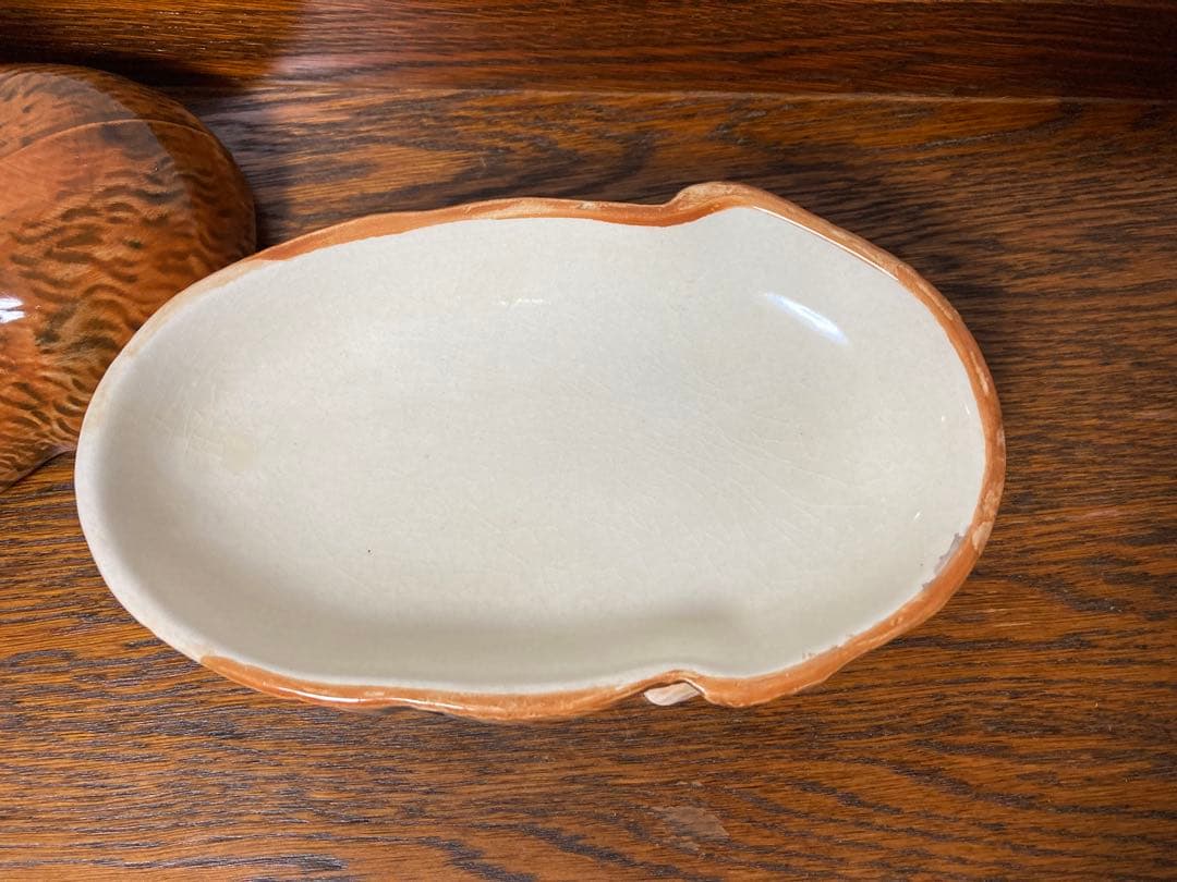 【WN７】フランス陶器☆うさぎ型テリーヌポット コーガン作 マジョリカ焼き