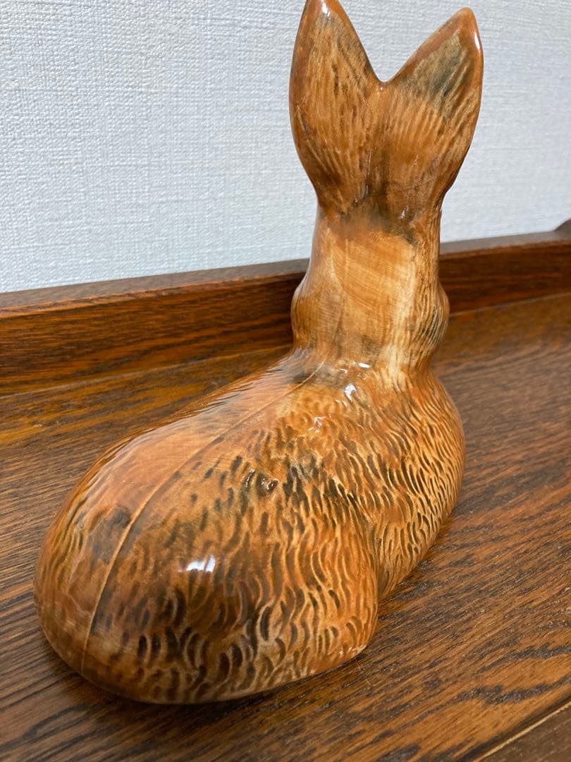 【WN７】フランス陶器☆うさぎ型テリーヌポット コーガン作 マジョリカ焼き