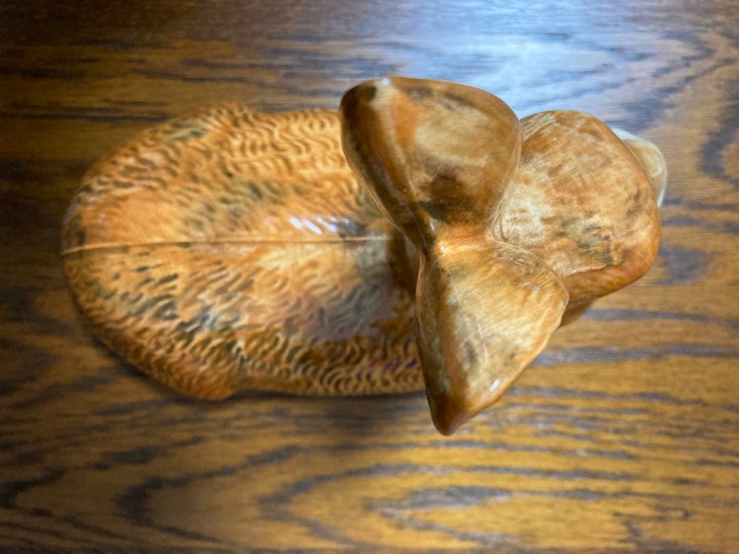 【WN７】フランス陶器☆うさぎ型テリーヌポット コーガン作 マジョリカ焼き