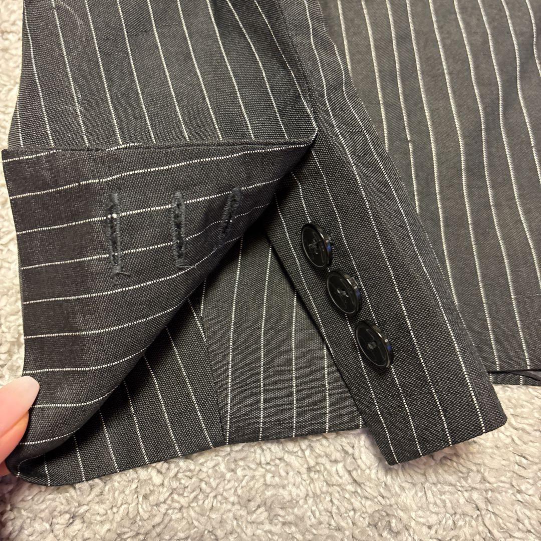 希少サイズ⭐︎マックスマーラ　 リネンシルク混ブラックスーツ　ストライプ 44