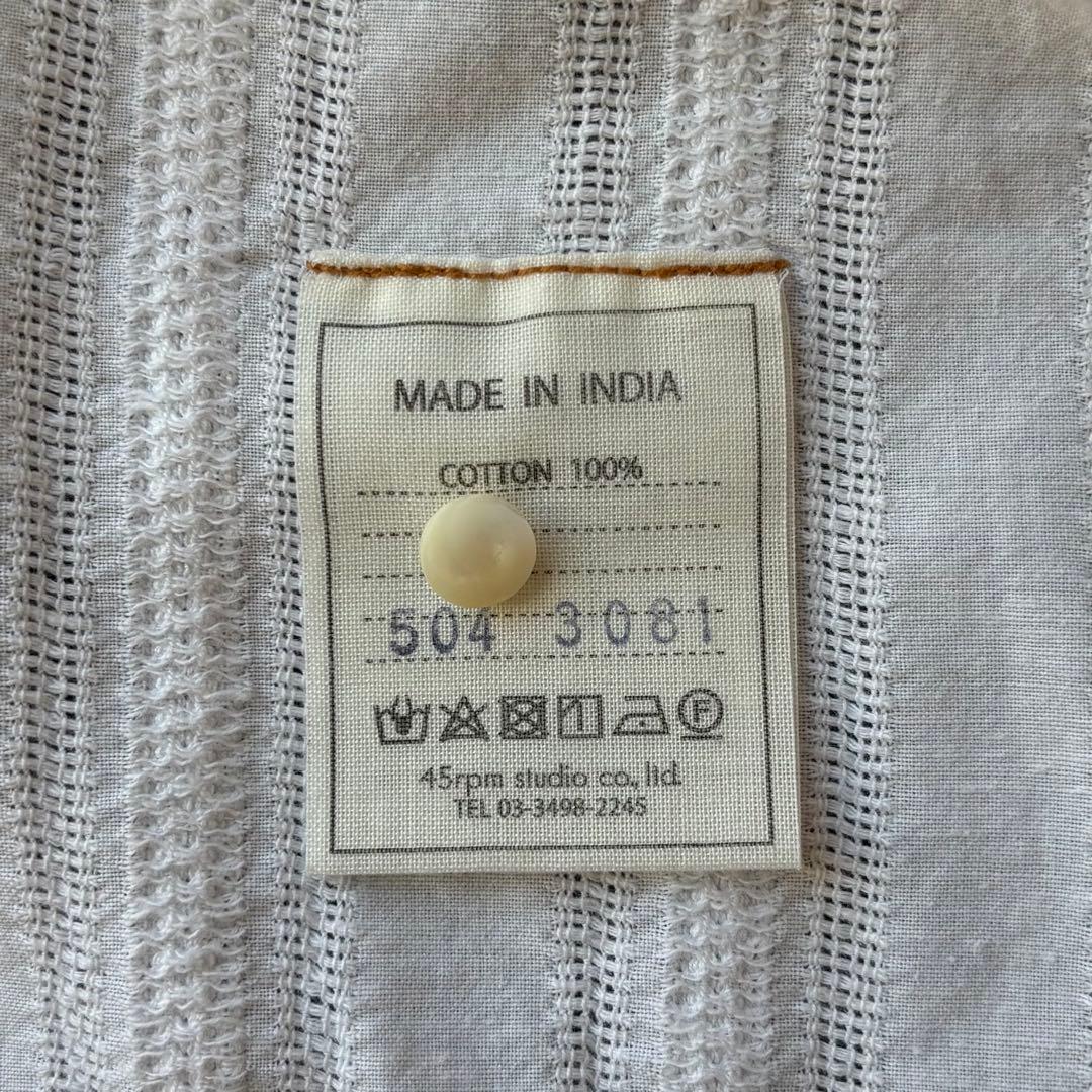 45Rインドカラミレース deTシャツ　半袖ブラウス　コットン100 ホワイト