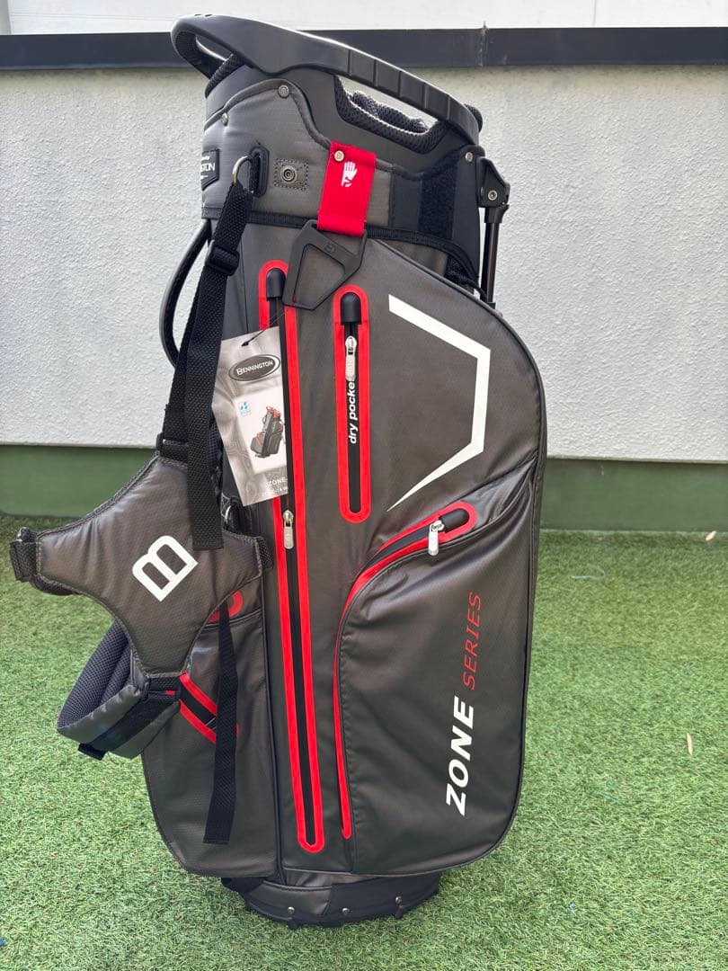 ベニントン　スタンドキャディバッグ　新品　ゴルフバッグ　グレー　レッド