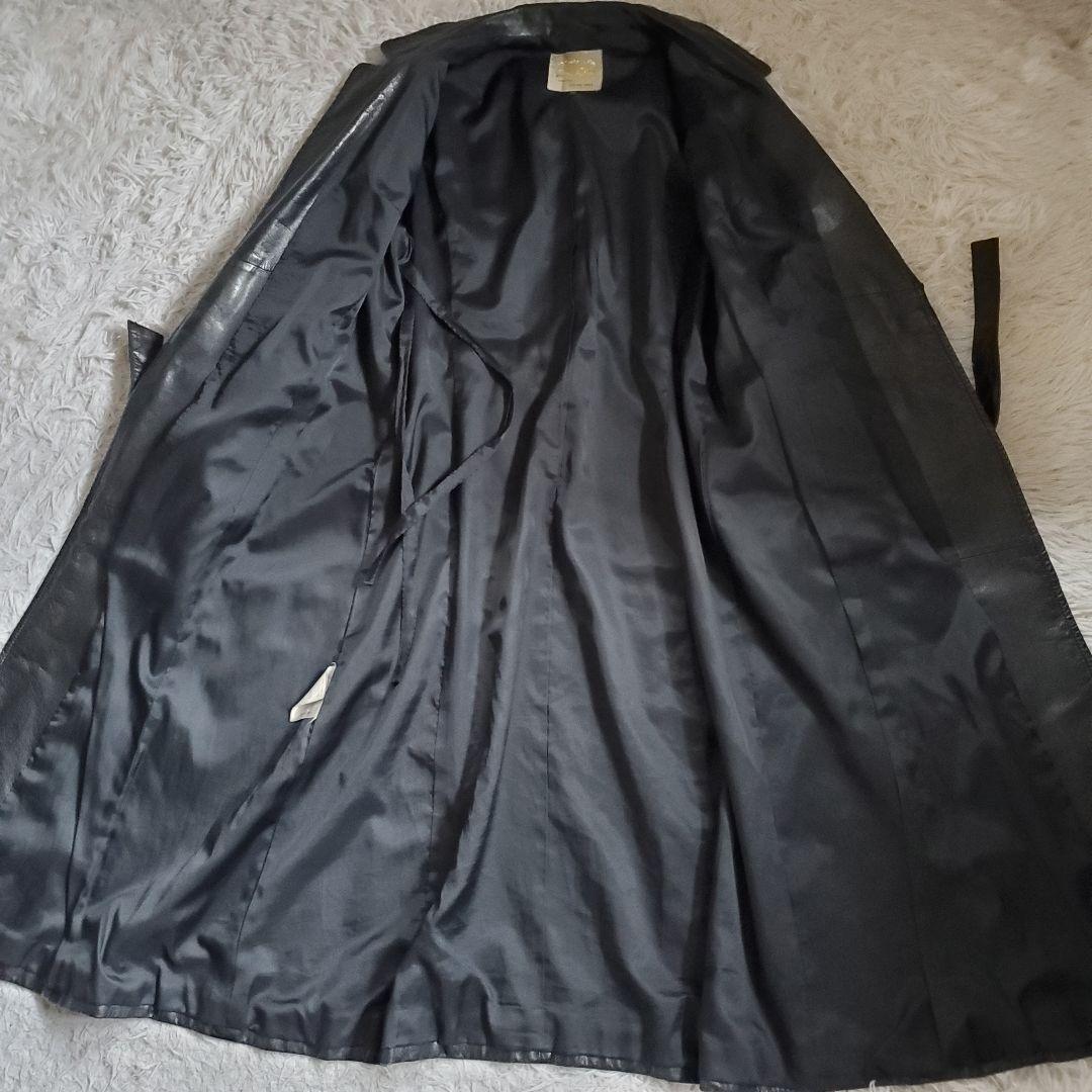 美品 ECHO レザーロングコート ブラック 13号 ビンテージ レディース