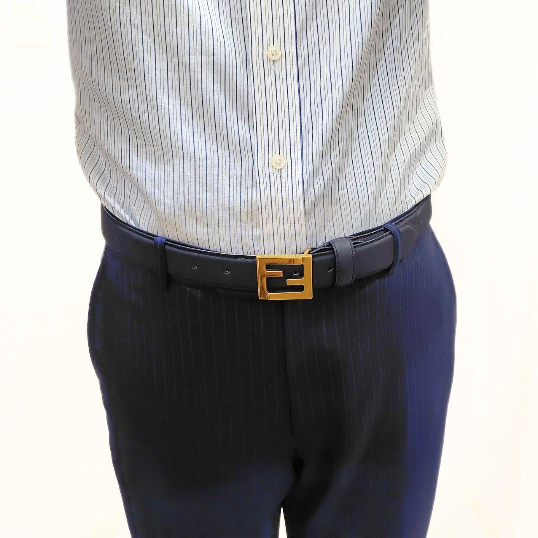 FENDI フェンディ レザーベルト 110/125 メンズ ゴールド金具