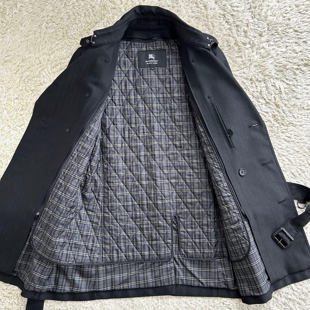 【美品】バーバリーブラックレーベル トレンチコート ノバチェック ライナー 黒