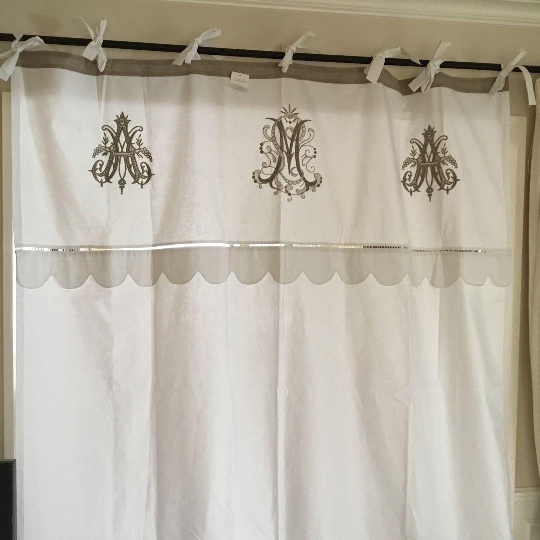 美しいアンティーク刺繍リネンコットンレースカーテン2枚セット