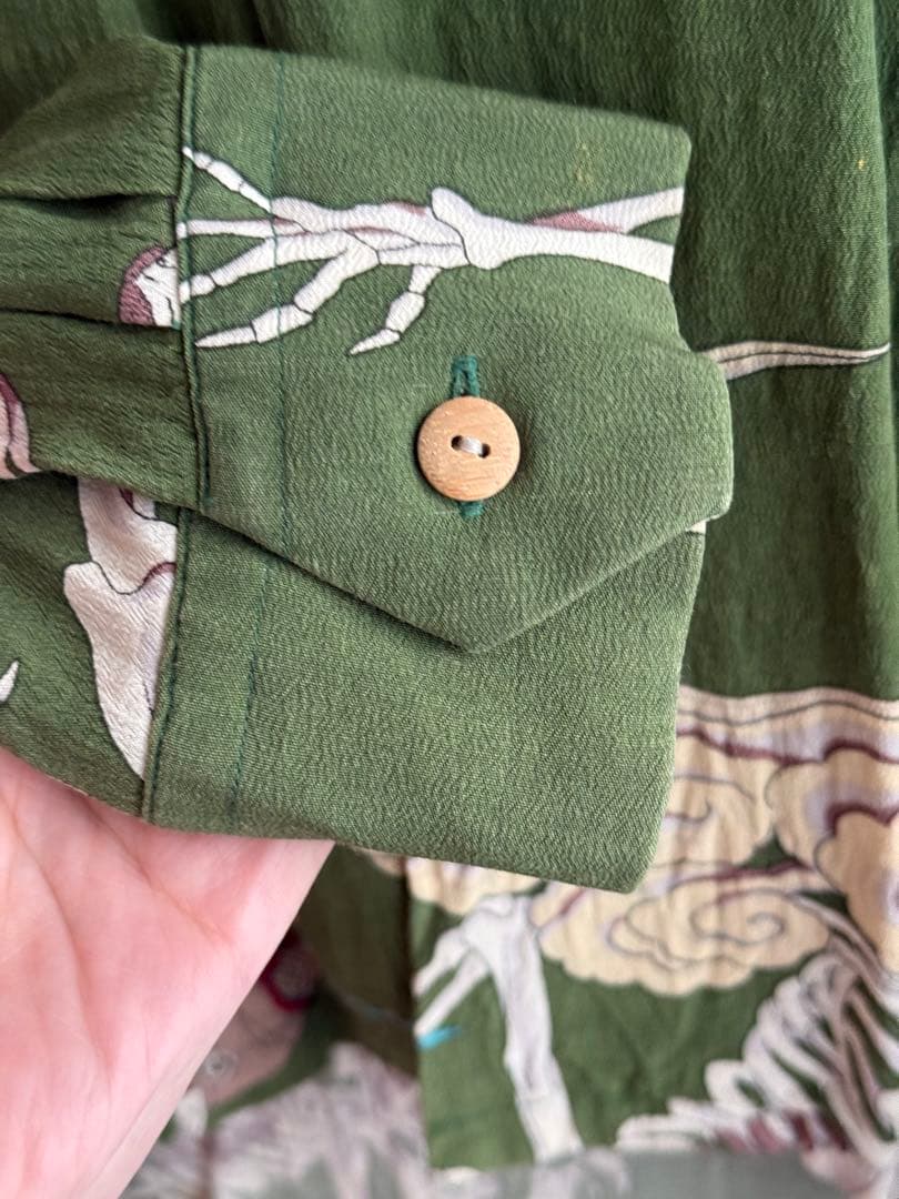 ドライボーンズ 長袖レーヨンアロハシャツ ガシャドクロ