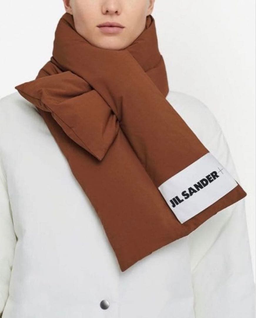 Jilsander ジルサンダー　パデッドスカーフ　ダウンマフラー　ブラウン