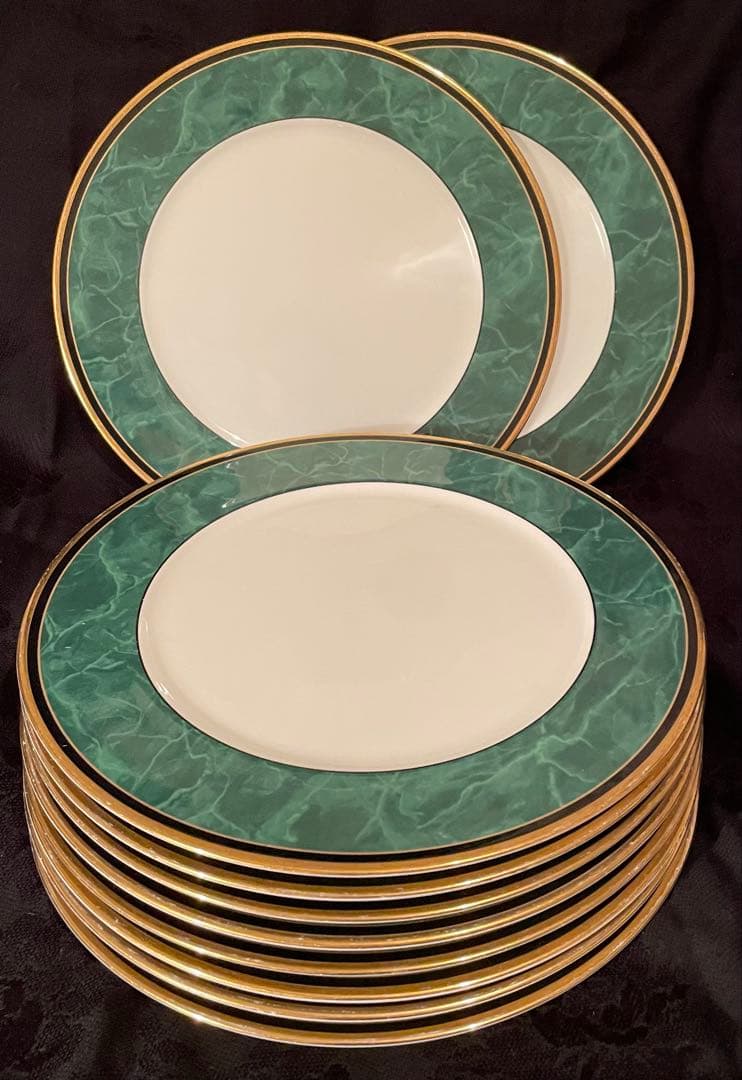 ノリタケ フィッツジェラルド プレート 10枚セット グリーン ゴールド