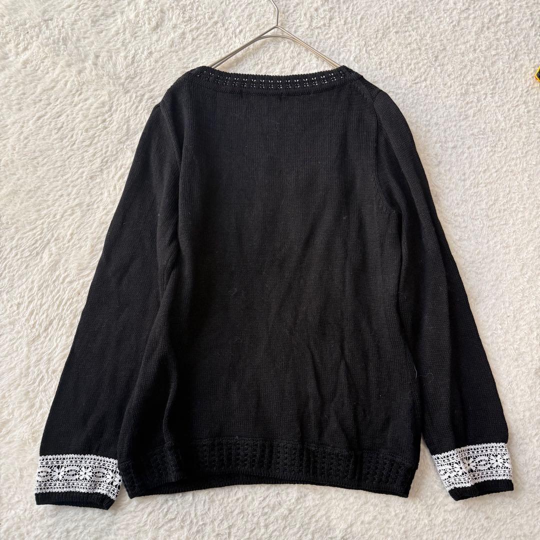 レオナール シルク混 ニット セーター 花柄レース ビジュー L 未使用級