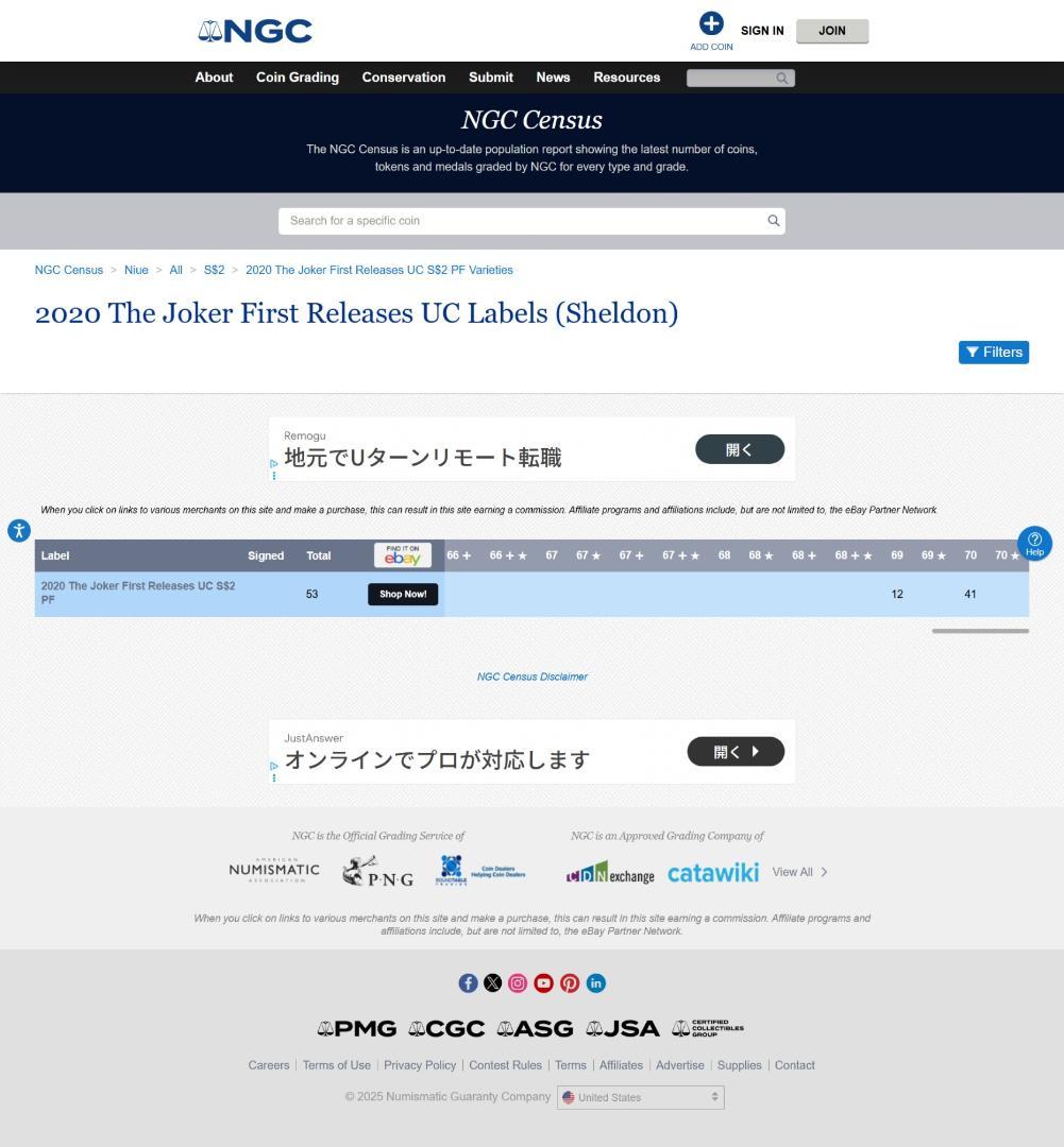 最高鑑定 限定2000枚 NGC-PF70 UCFRニウエ 2020 ケース付