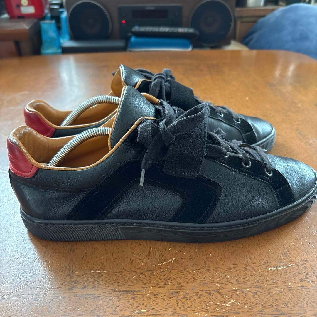 美品 エルメス HERMES レザー ベルクロ スニーカー ブラック サイズ43