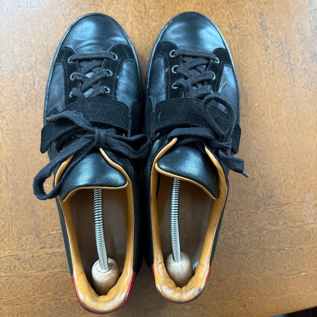 美品 エルメス HERMES レザー ベルクロ スニーカー ブラック サイズ43