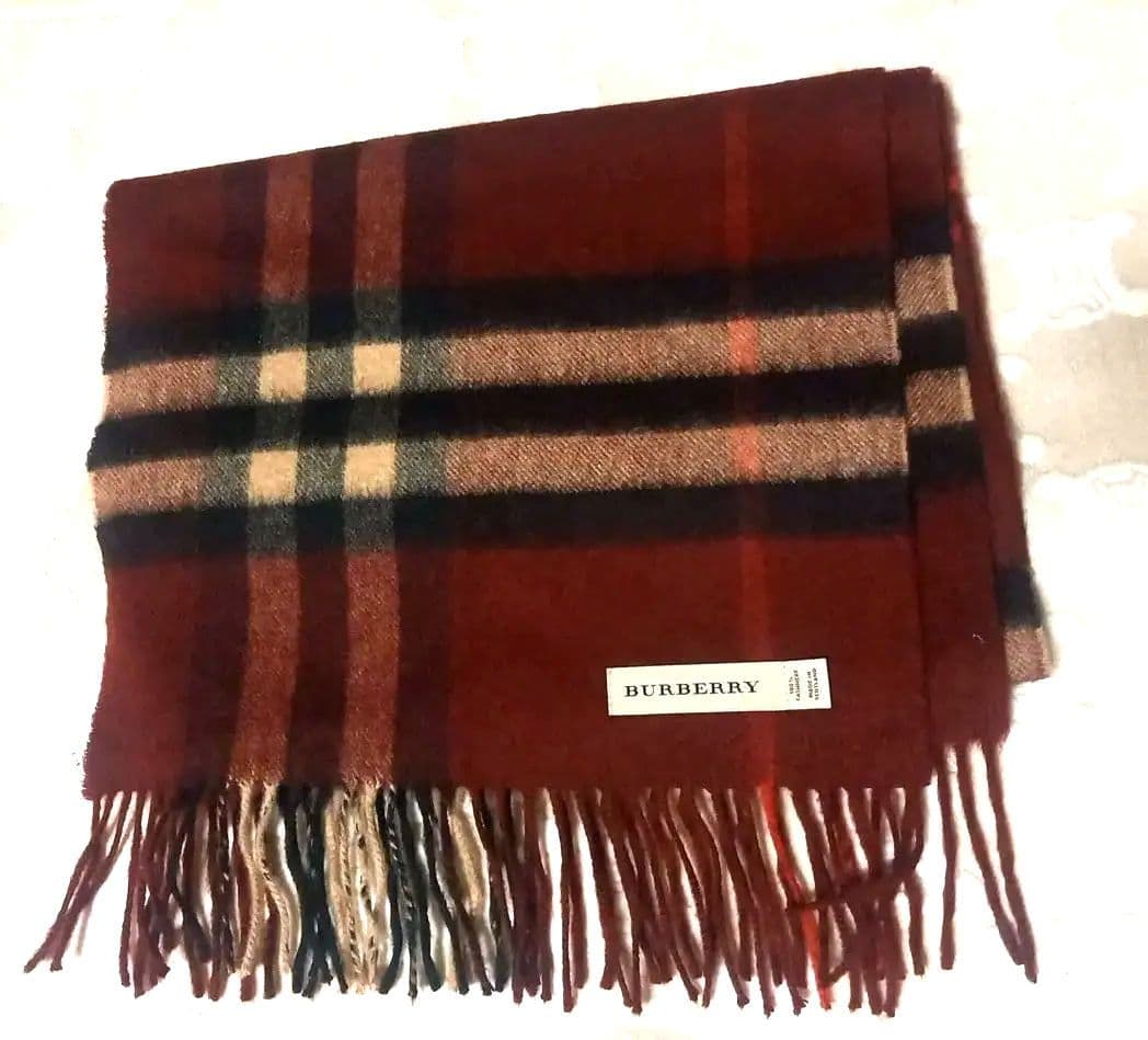 BURBERRY ボルドー チェック柄 マフラー