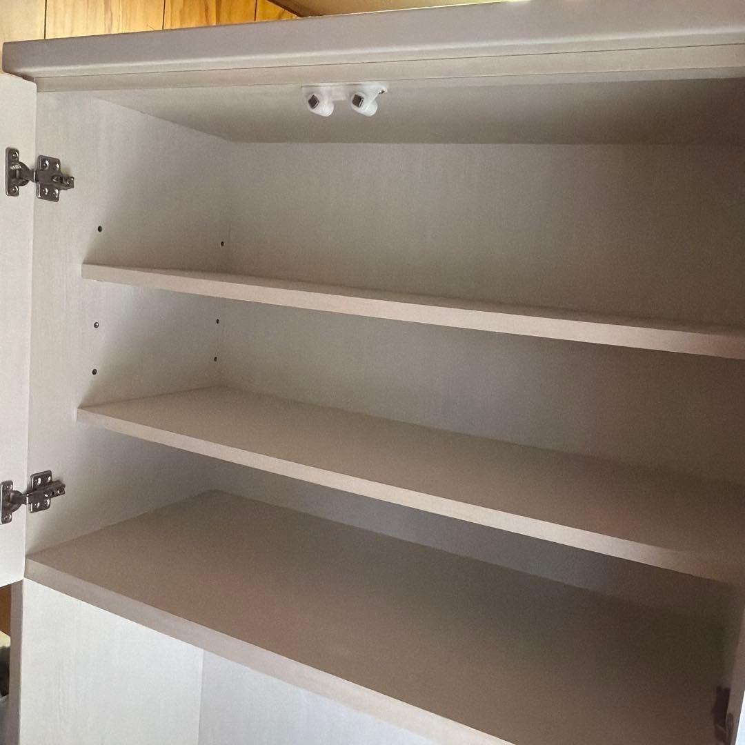 ミランダ120ニトリ ホワイト食器棚 ガラス扉付き