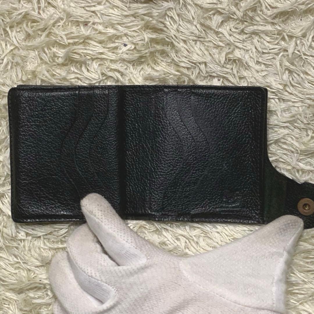美品✨ イルビゾンテ 二つ折り財布 レザー 金ボタン 多機能 ブラック