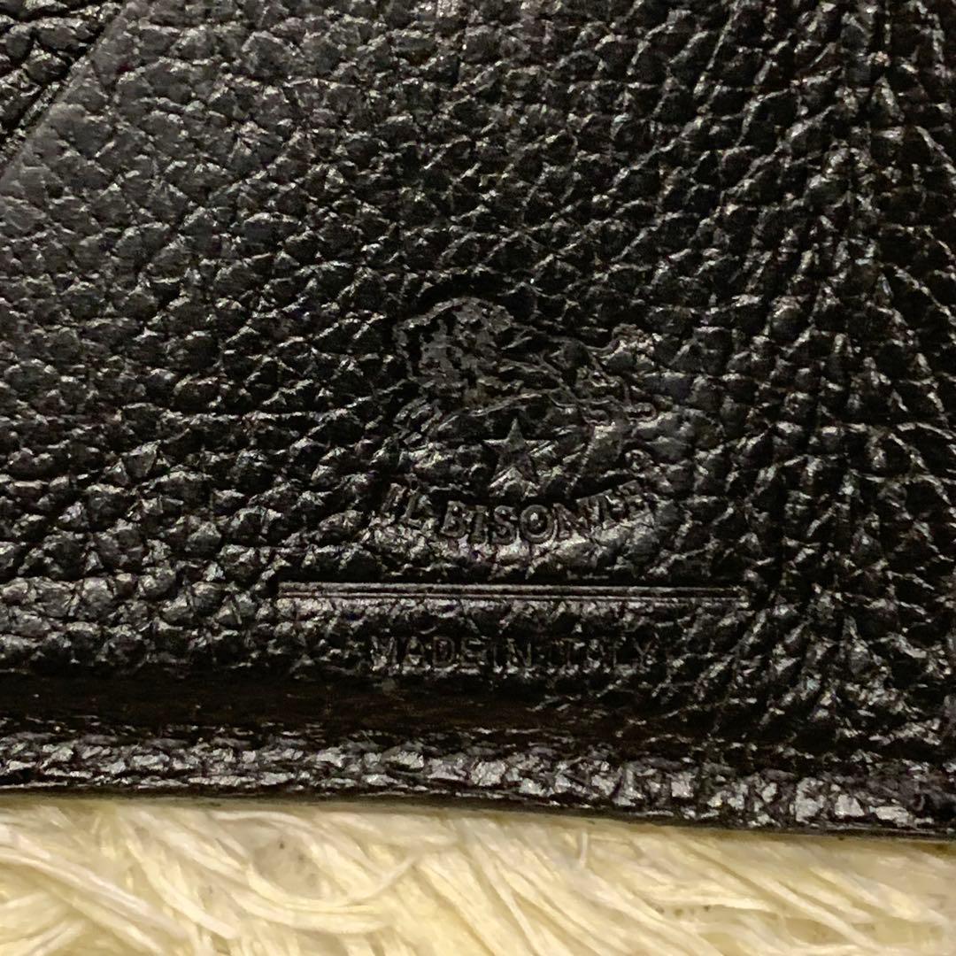 美品✨ イルビゾンテ 二つ折り財布 レザー 金ボタン 多機能 ブラック