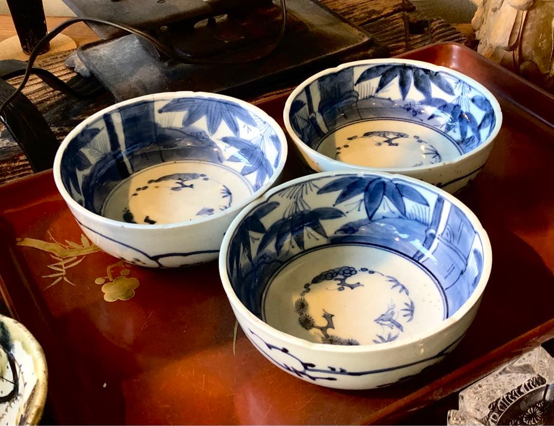 ◆307◆ 和食映え！　伊万里小鉢3客　江戸　蛇の目高台　なます皿　約15cm