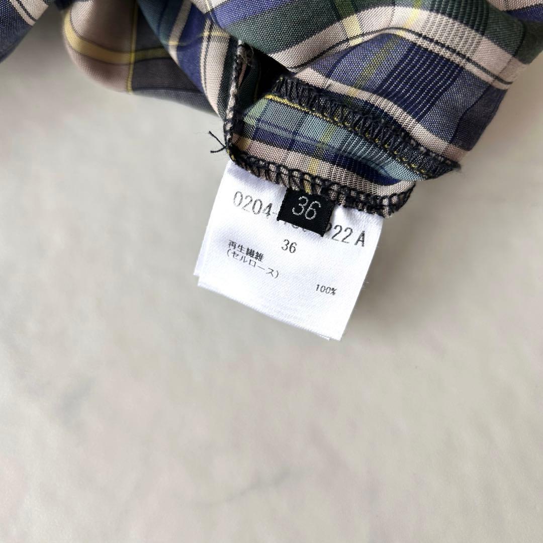 美品ダブルスタンダードクロージング テンセルチェックブラウスボウタイ完売品 秋