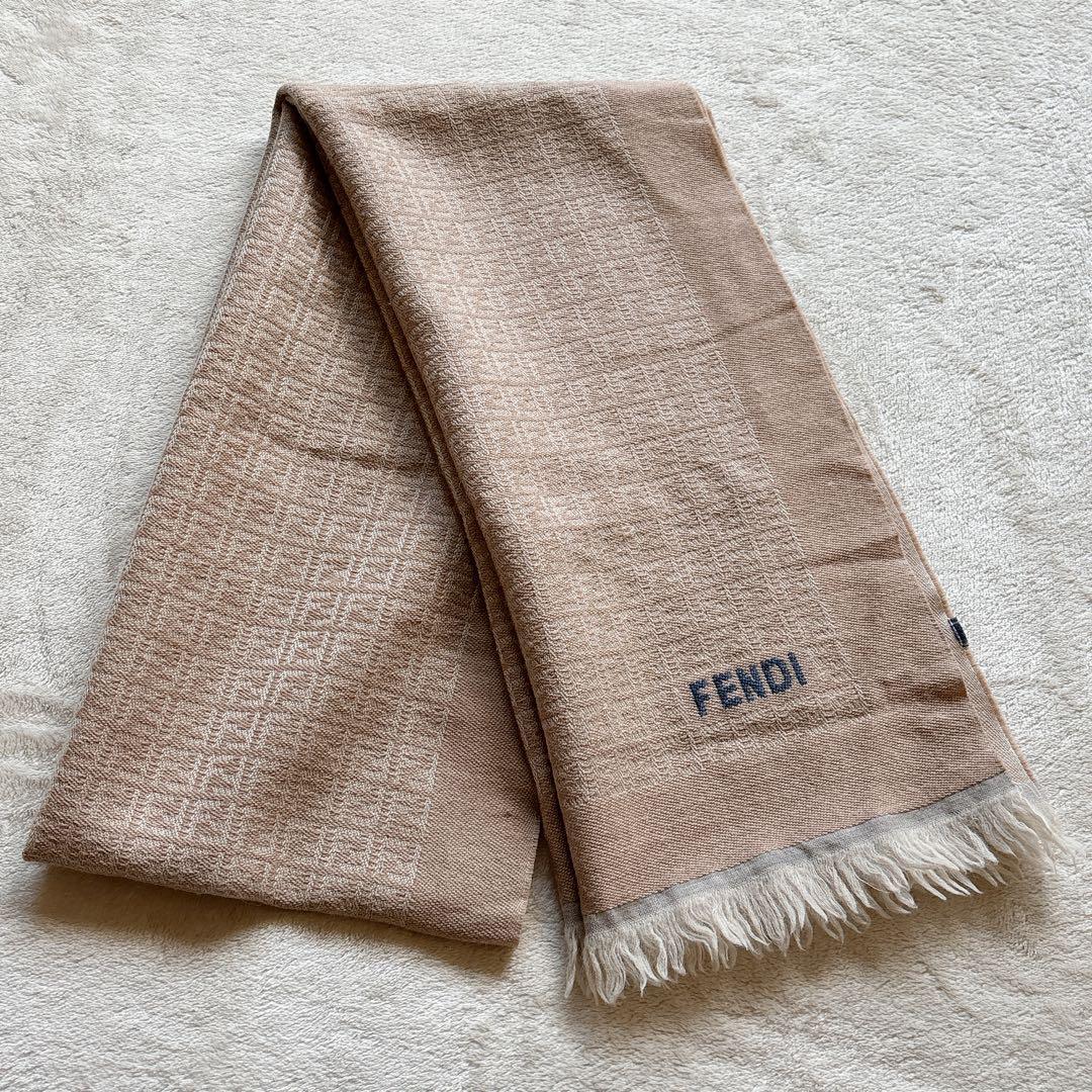 FENDI フェンディ✨ズッカ柄 ウールストール フリンジ イタリア製