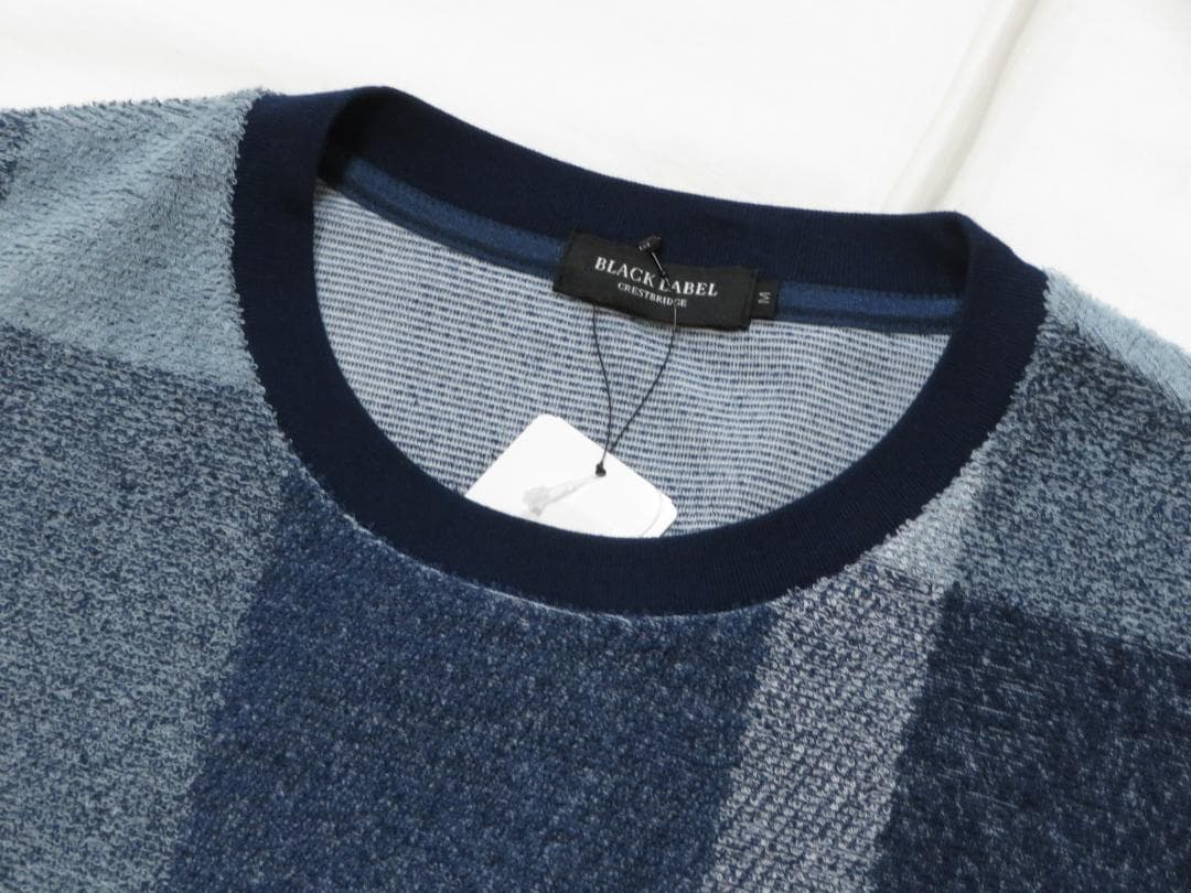 ブラックレーベルクレストブリッジ　半袖チェックカットソー　Mサイズ 　青系