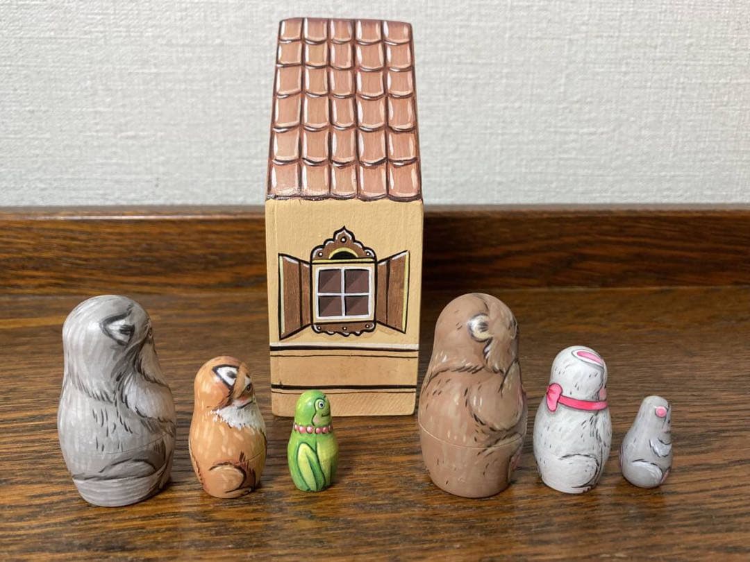 ロシア雑貨☆民話マトリョーシカ『テレモーク』小さなおうち(7P）マルガリータ作