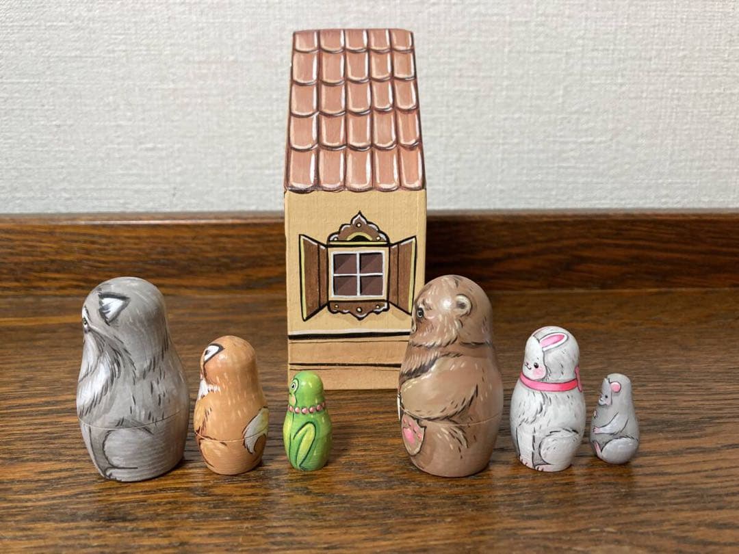 ロシア雑貨☆民話マトリョーシカ『テレモーク』小さなおうち(7P）マルガリータ作