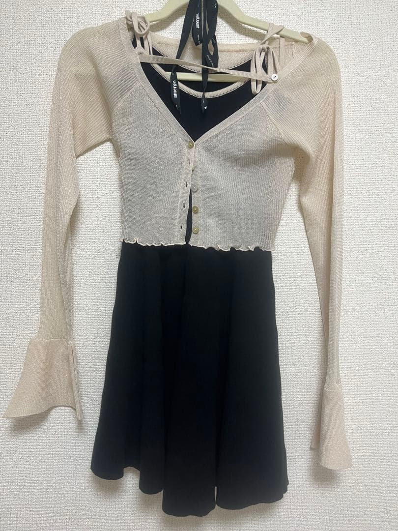 【amerge】ribbon onepiece×cardigan