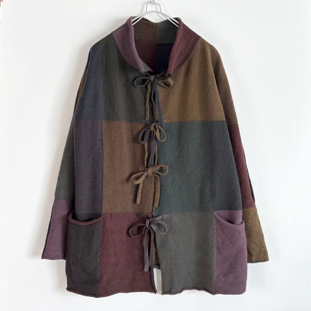 【hope】ヨーガンレール パッチワーク 圧縮ウール ショートコート